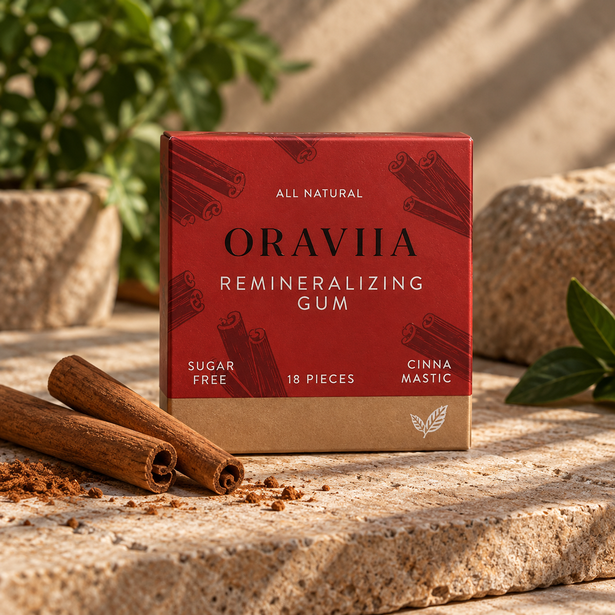 ORAVIIA Cinna-Mastic Remineralizing Gum - 18 pieces