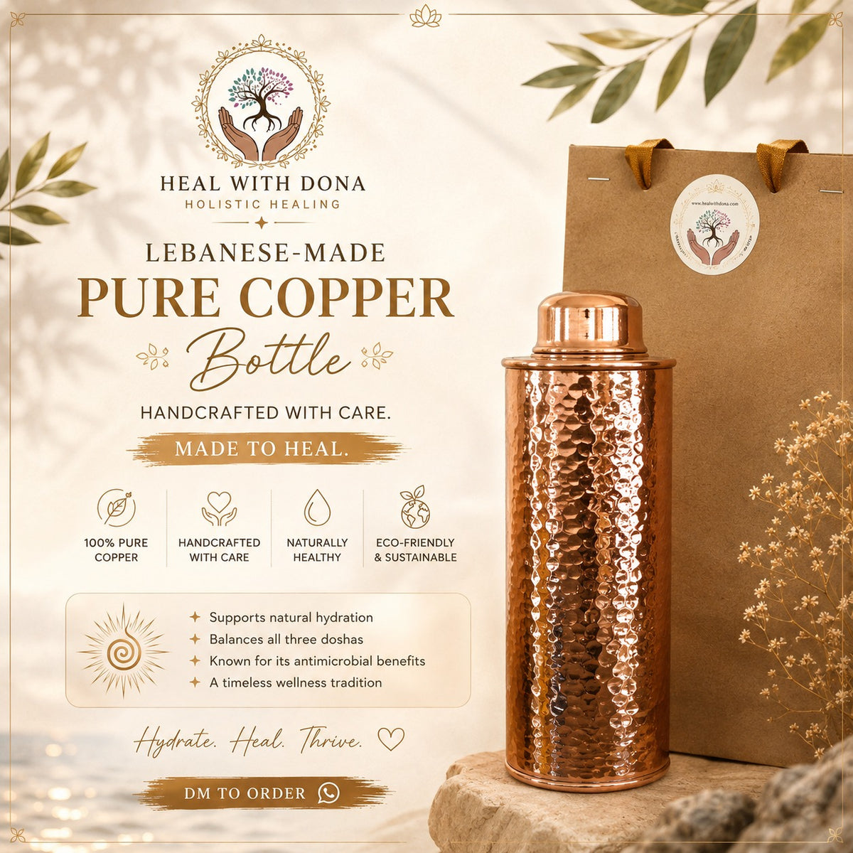 Pure Copper water bottle 950ml