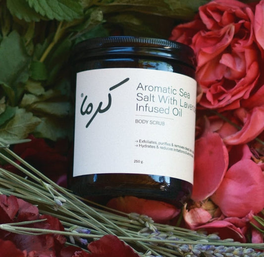 Aromatic herbal sea salt with lavender infused olive oil/ Body scrub 250g