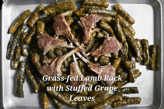 Grass-Fed Lamb Rack (8 pcs) + Organic Vine Leaves (120 pcs) + Organic Stuffed Zucchini (12 pcs)