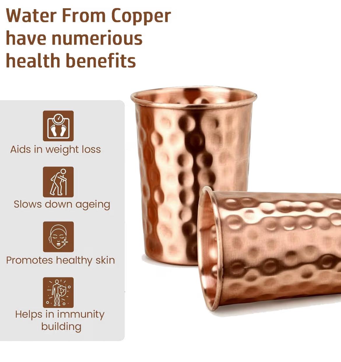 Pure Copper Cups Hammered (set of two)