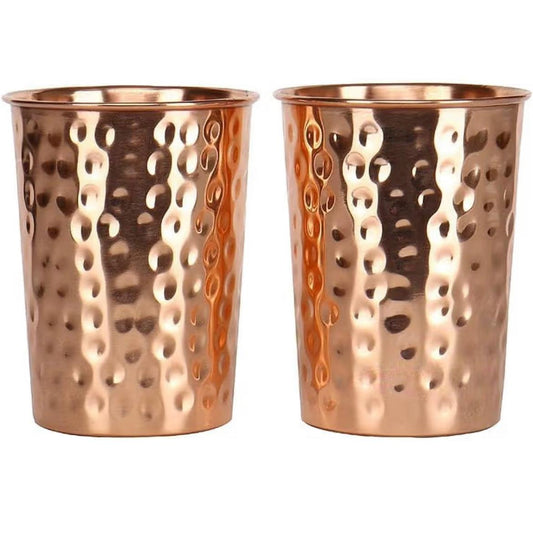Pure Copper Cups Hammered (set of two)