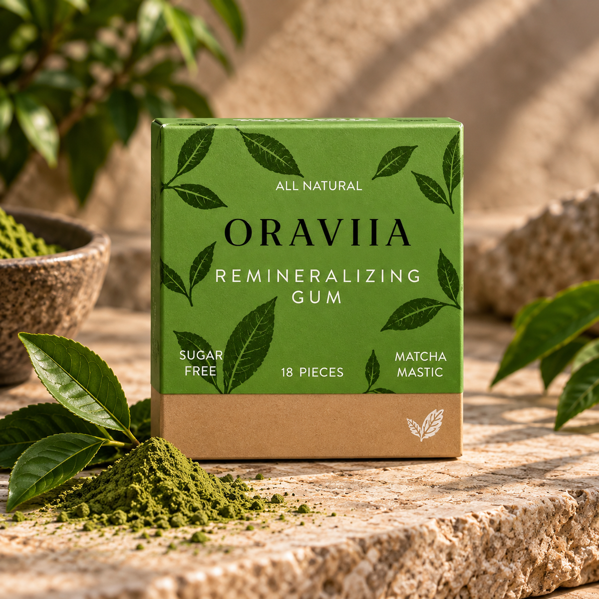 ORAVIIA Matcha Remineralizing Gum - 18 pieces