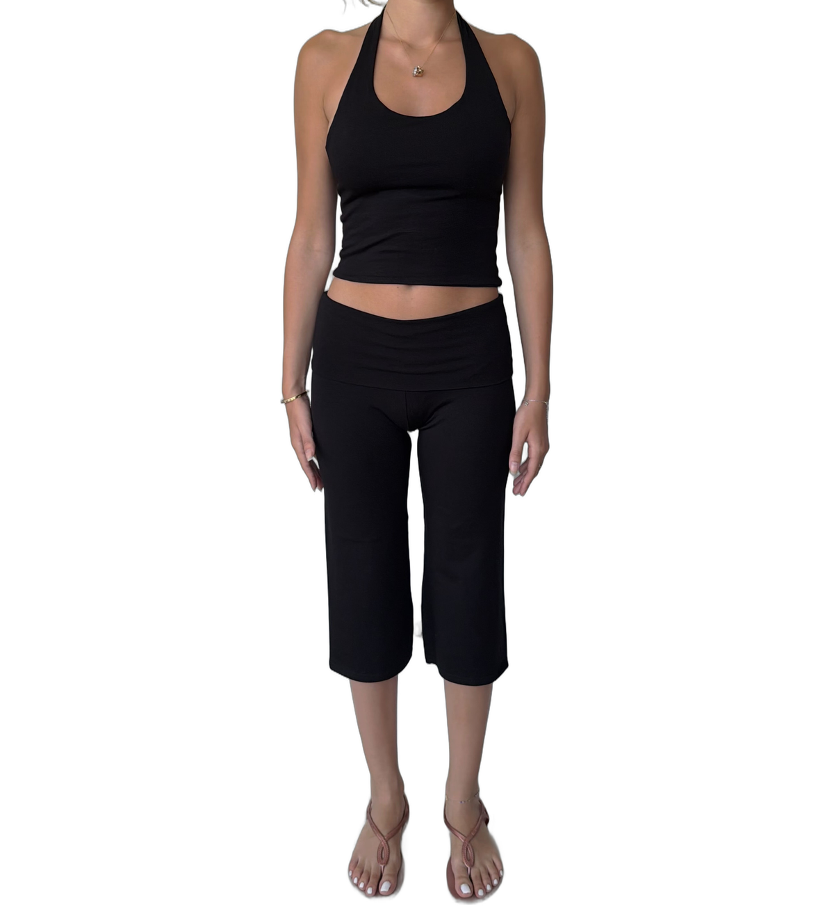 Tank Top Pantacourt Set - Black