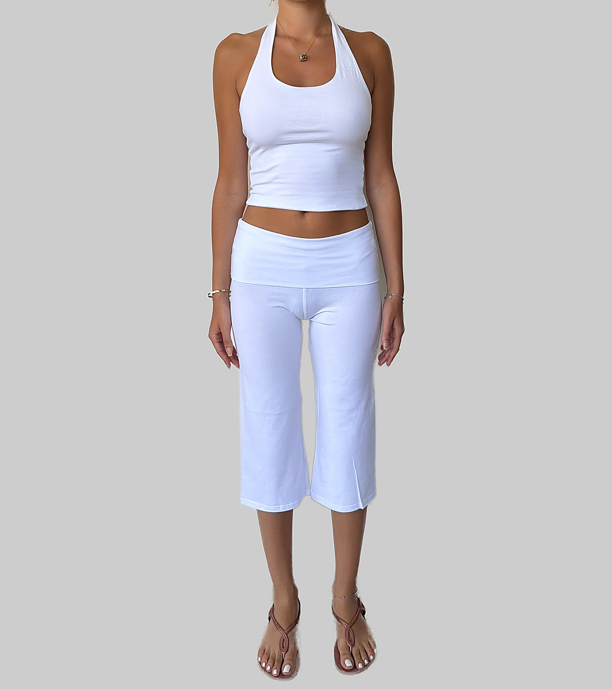 Tank Top Pantacourt Set - White